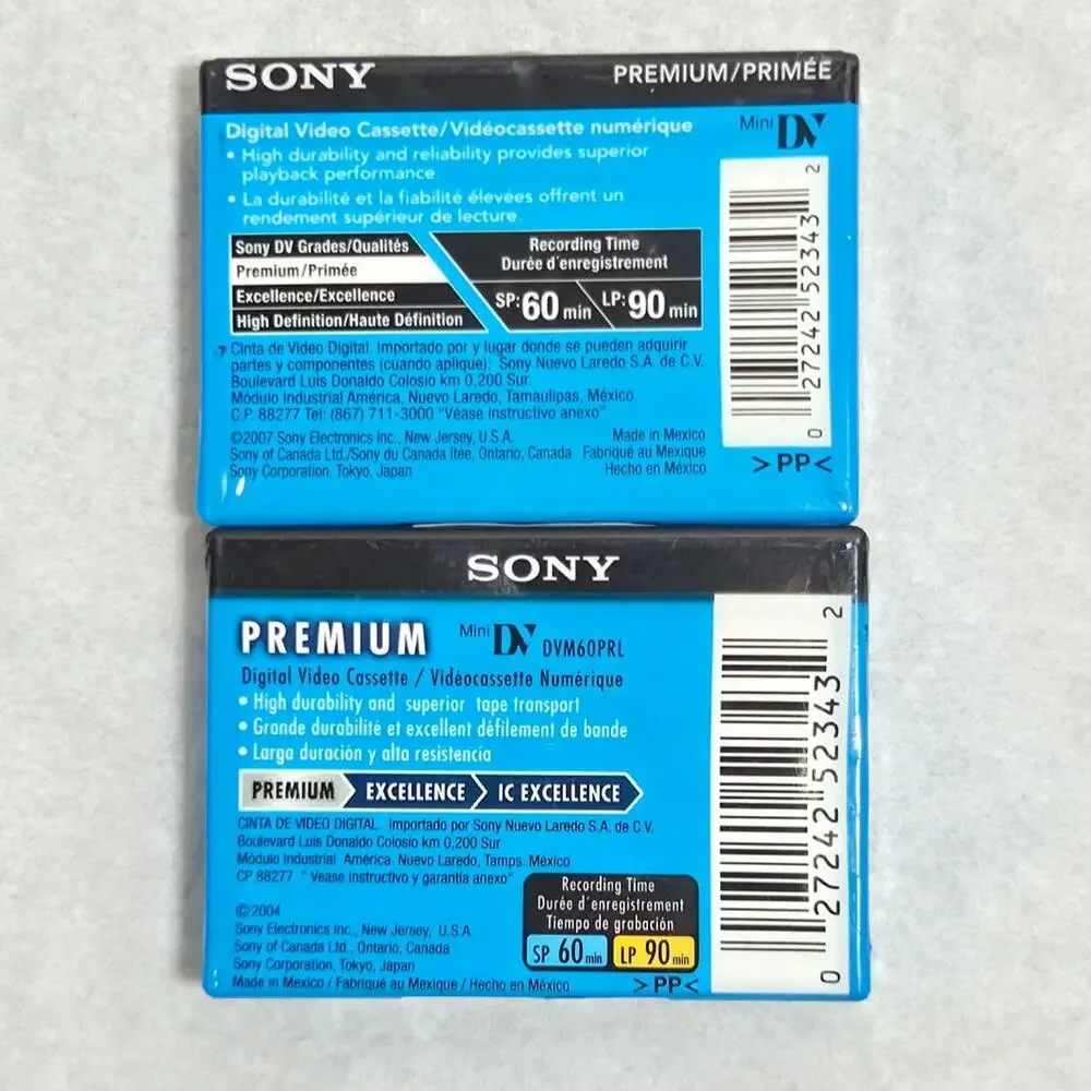 Sony MiniDV DVC 60 Minute Premium Digital Video Cassette Tapes Sealed Lot Of 2